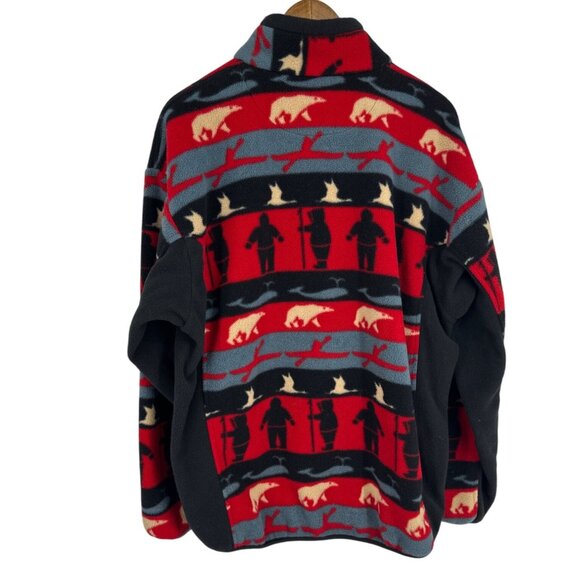 Banff Designs Polartec Fleece Jacket Red Black Pattern Full-Zip Men's Size XL - Picture 5 of 9
